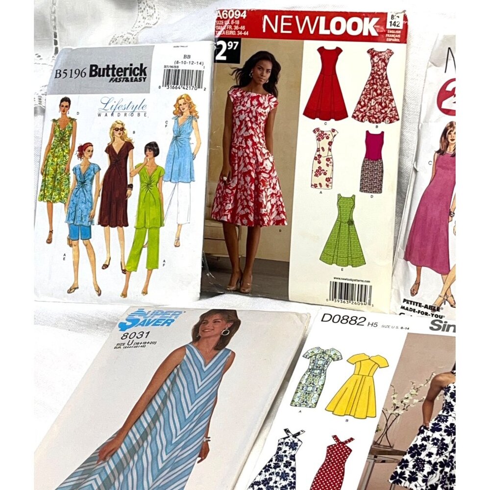 Summer Dresses Sewing Patterns Womens Lot of 5 Variety Seamstress Supplies - Picture 2 of 4
